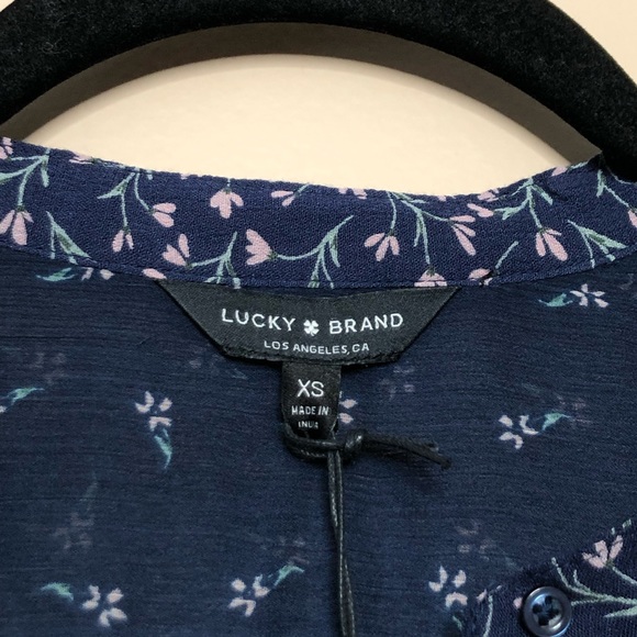 NWT Lucky Brand Blue Floral Sheer Blouse T… - Picture 5 of 8
